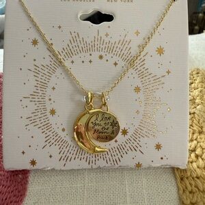 Gold Moon and Back Pendant Necklace